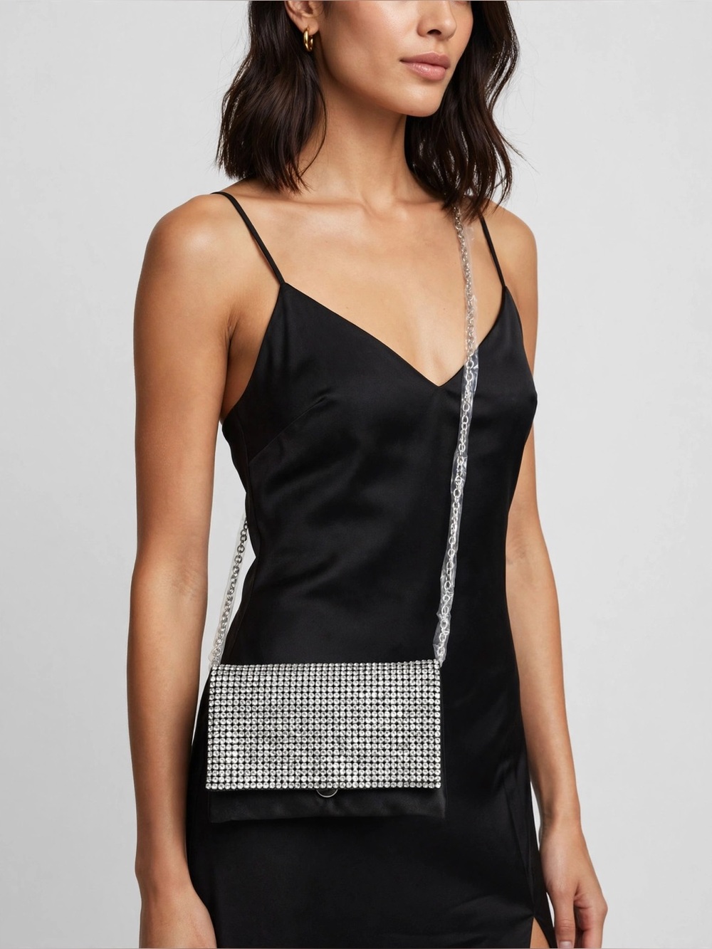 Women's Rhinestone Evening Shoulder Bag in Black